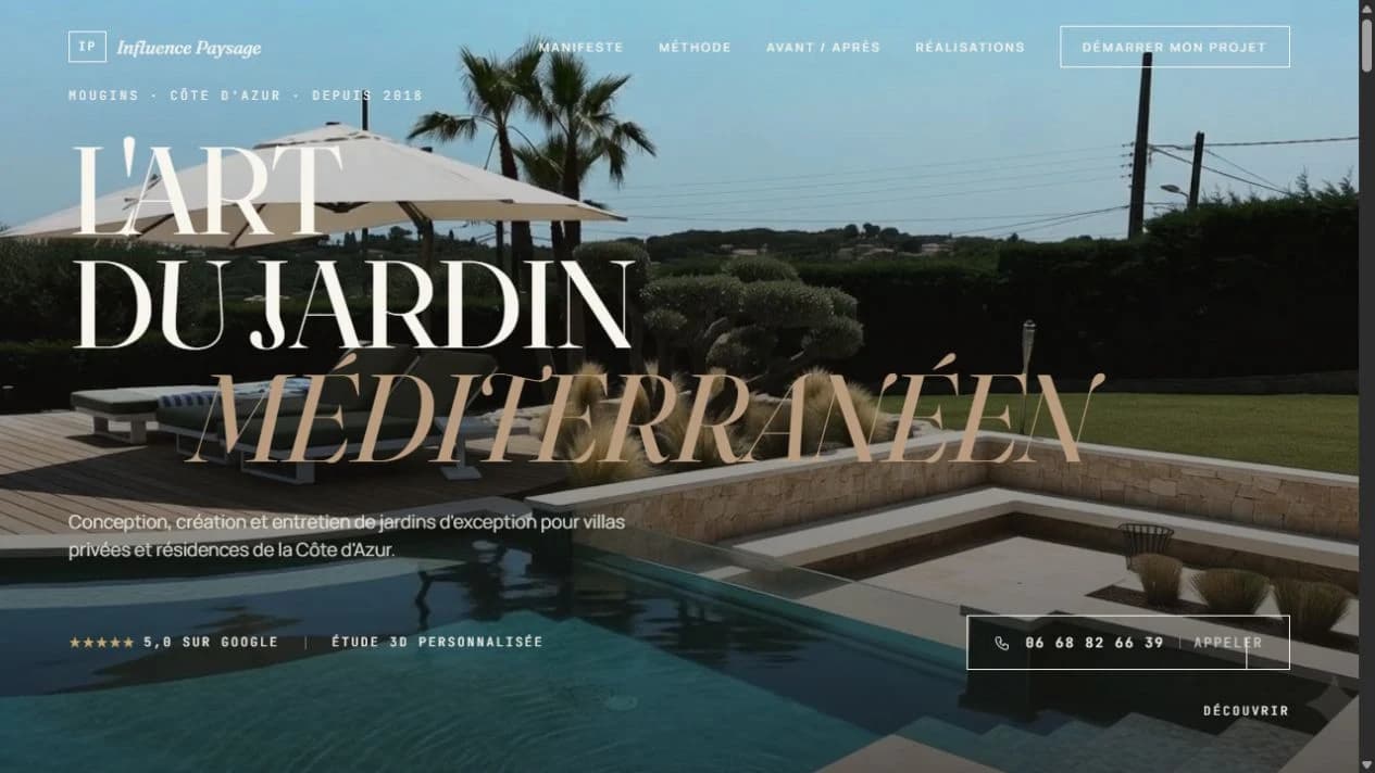 Page d’accueil du site Influence Paysage